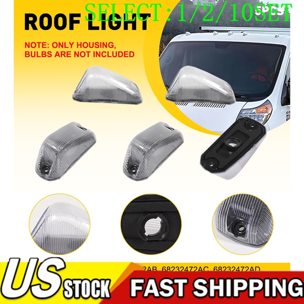 Clear Top Marker Cab Roof light Housing For 14-23 Dodge RAM Promaster 1500 1~10X