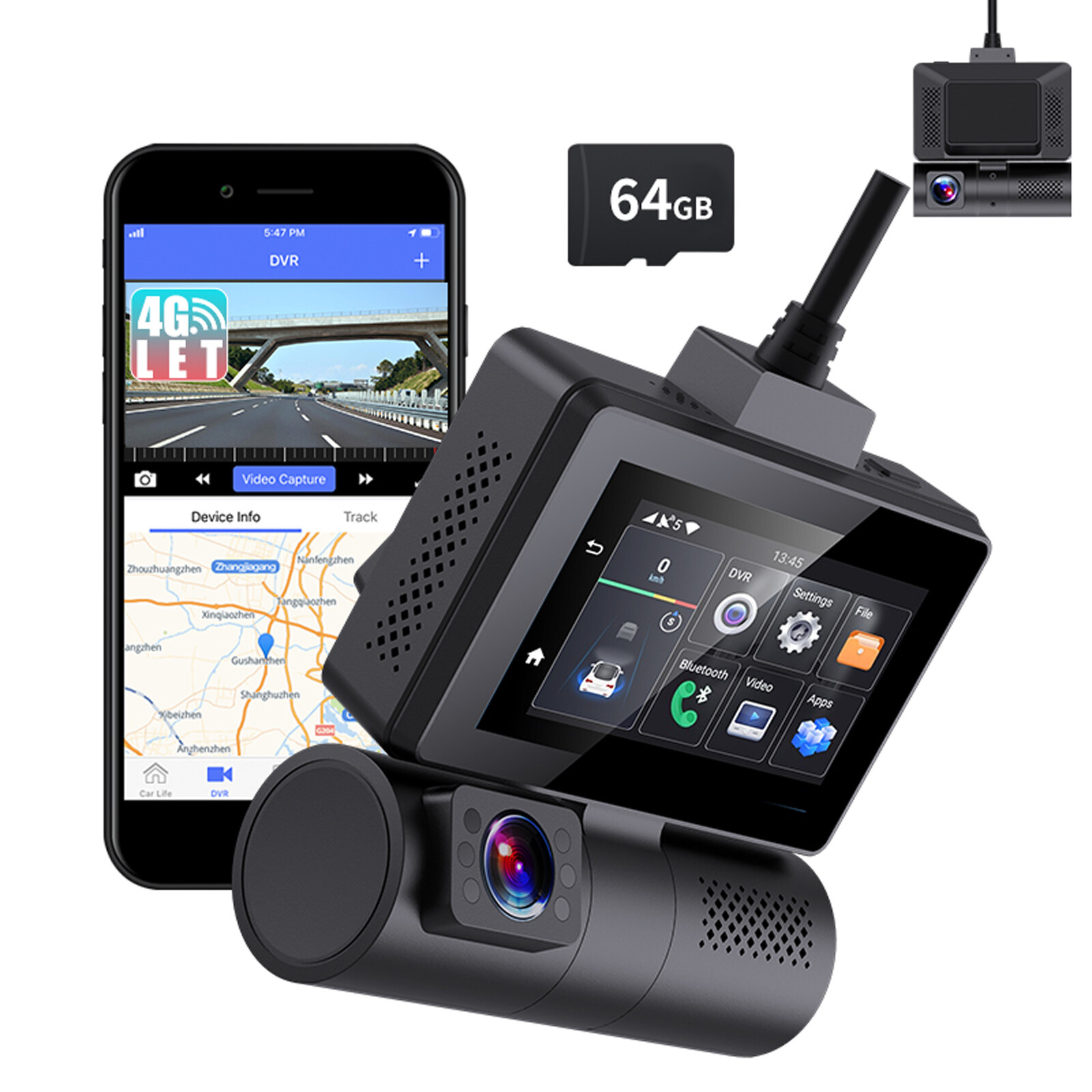 4G LTE Dash Cam With Live streaming Smart Cloud DVR Full HD Dual Lens Car Camera