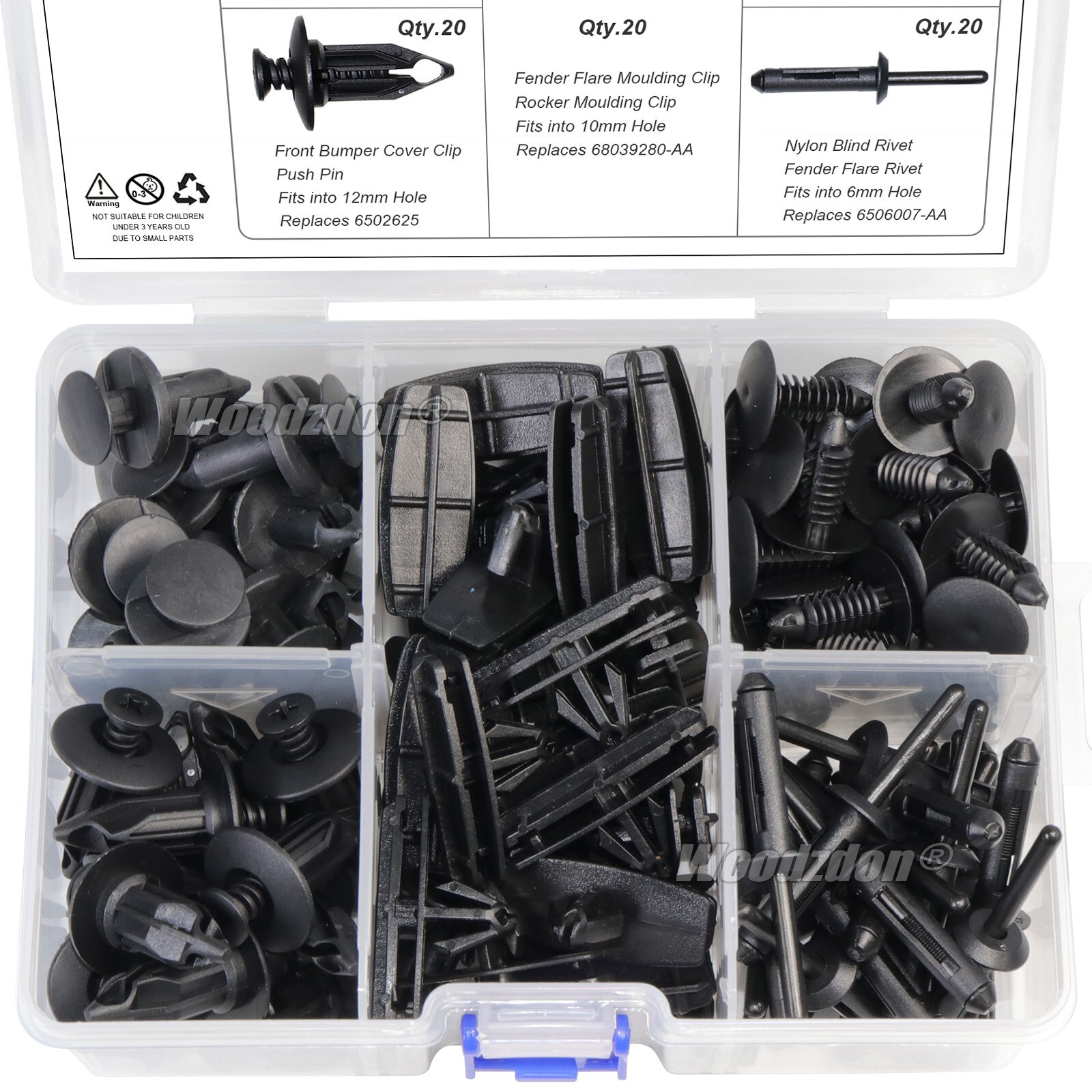 120 Clips for Jeep Wrangler JK Grille, Bumper Cover & Fender Flare Hardware Kit