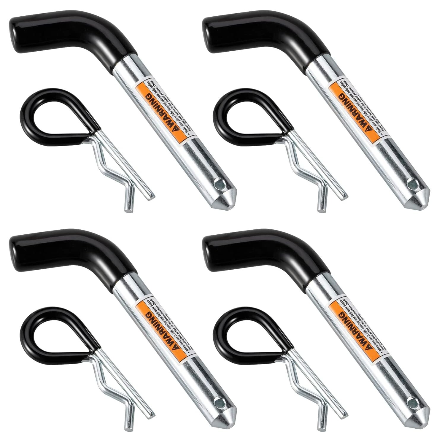 4PCS Trailer Hitch Pin & Clip, 5/8-Inch Diameter, Fits 2″ Receiver Rubber-Coated
