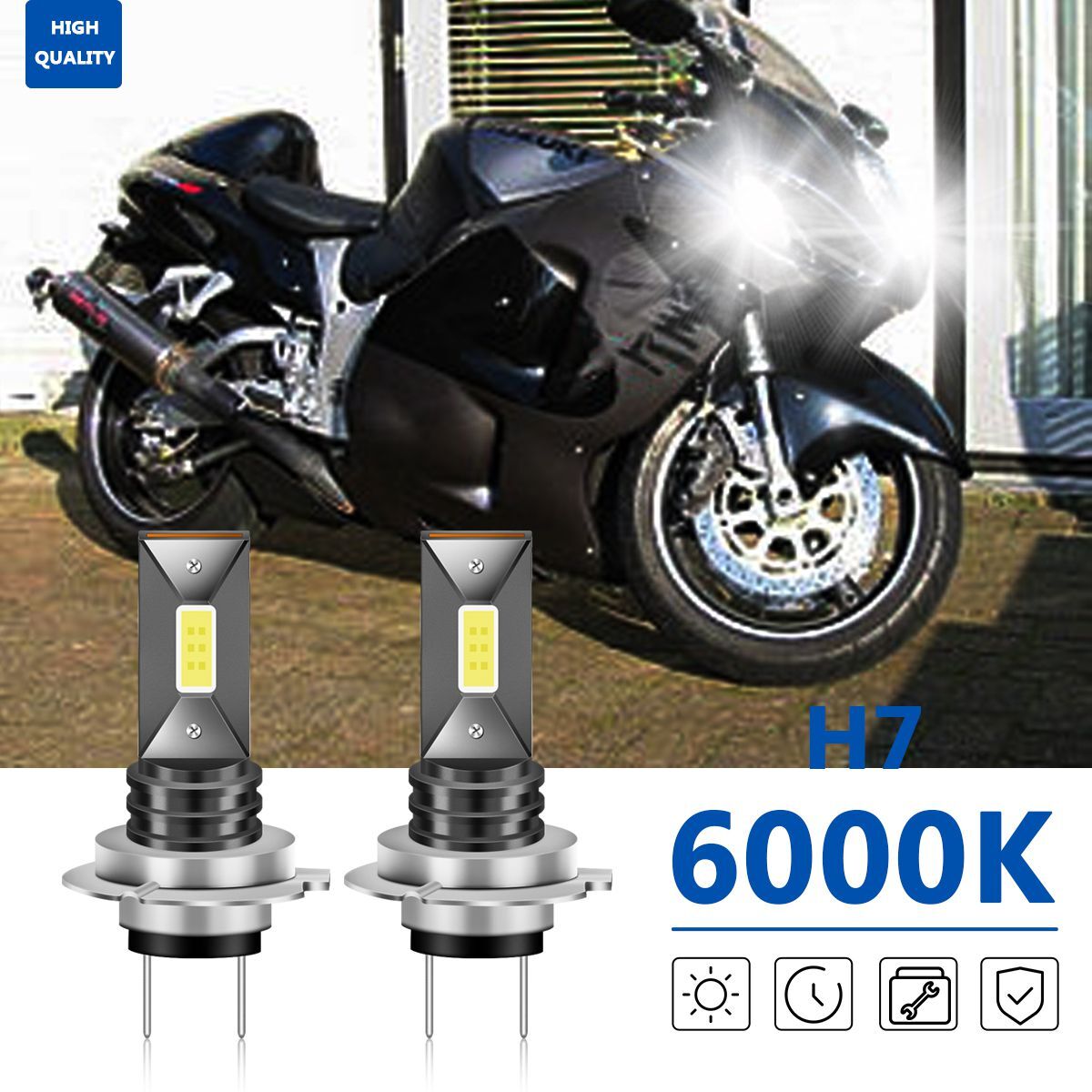 For Suzuki Bandit Hayabusa Burgman LED Motorcycle Headlight 6000K White Bulbs