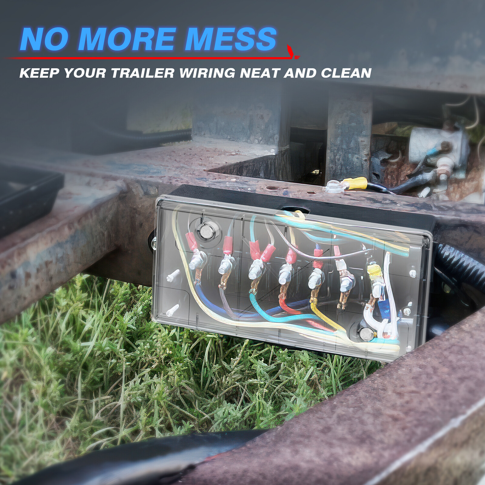 7 Way Electrical Trailer Junction Box Weatherproof for Camper RV Connector Clear