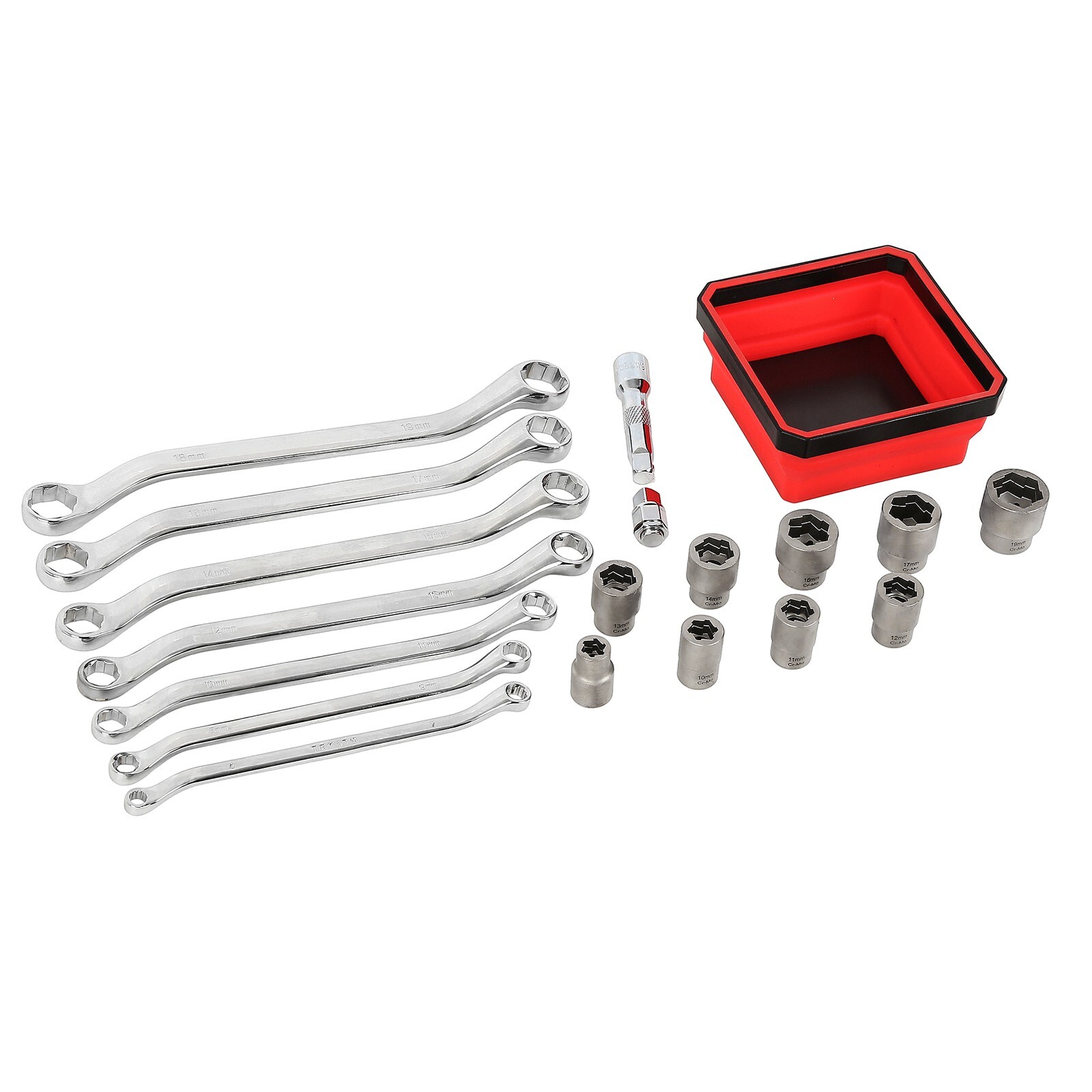 Nut & Bolt Extractor Set 6 – 17 mm Offset Wrenches and 10 – 19 mm Sockets Set