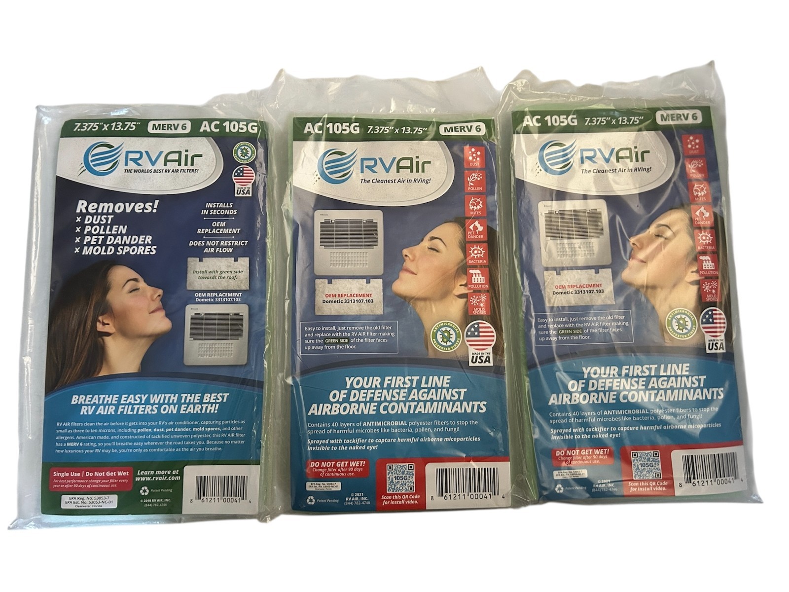 3X RV Air AC 105G Air Conditioner Filter Merv 6 OEM Replacement 7.375″ x 13.75″