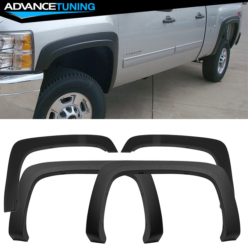 Fits 07-14 Chevy Silverado 1500 2500 3500 OE Style Fender Flares Long Bed 4PC PP