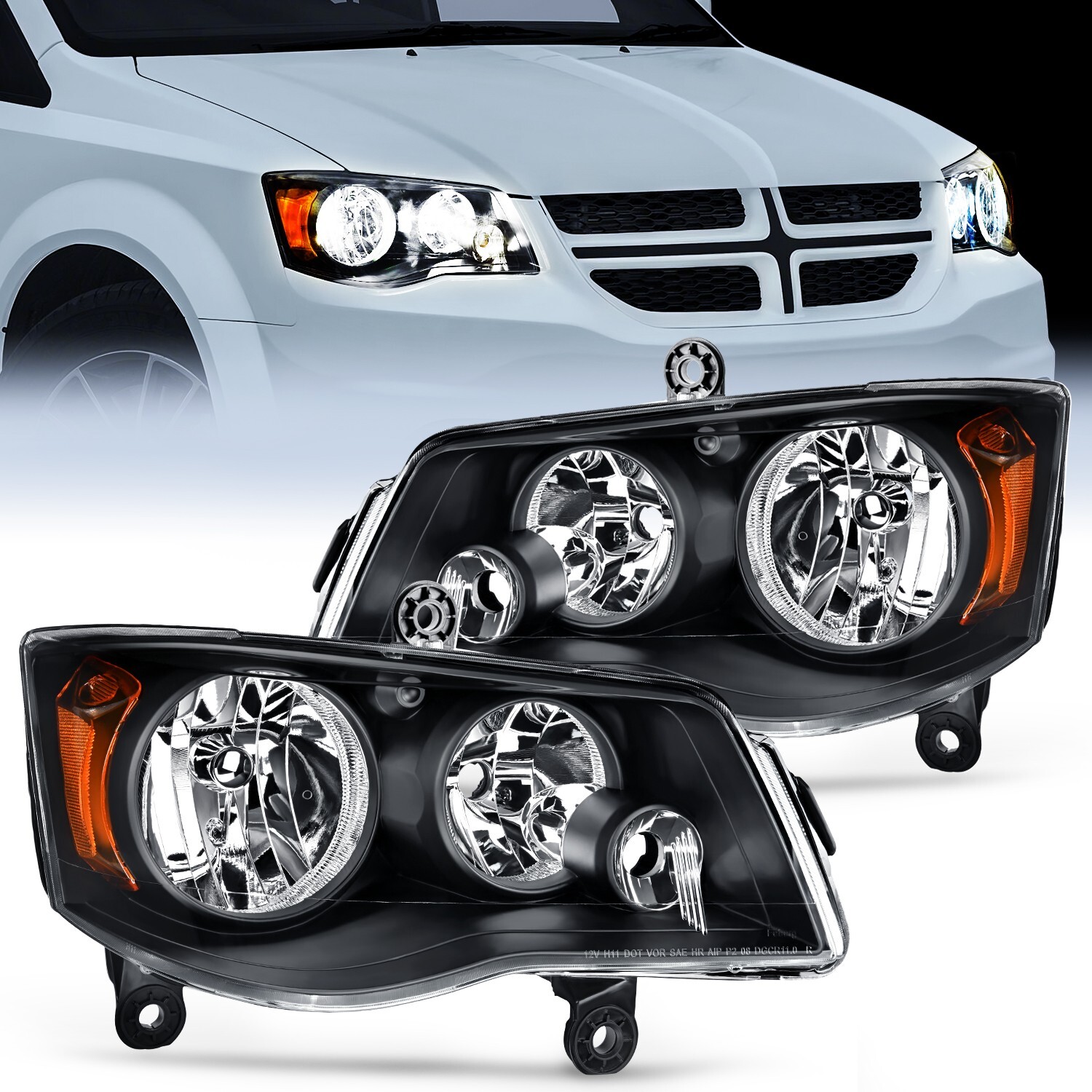 Nilight Headlight Assembly for 2011-2019 Dodge Grand Caravan 2 Years Warranty