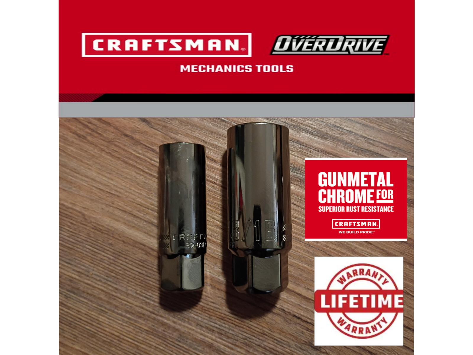 CRAFTSMAN OVERDRIVE Spark Plug Socket Set 3/8-Inch Drive 5/8″ & 13/16″ 6-Point