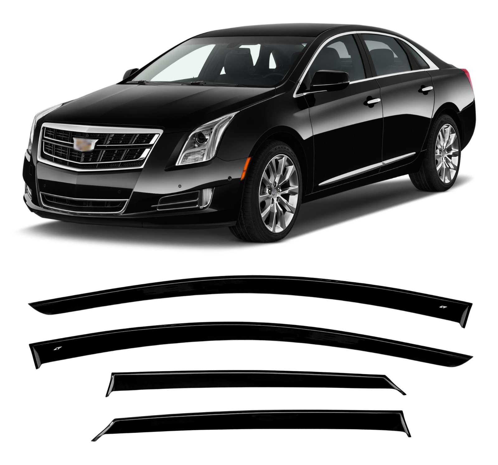 Tape-on Window Visors Rain Guards Fit Cadillac XTS Sd 2012-2019 Wind Deflectors