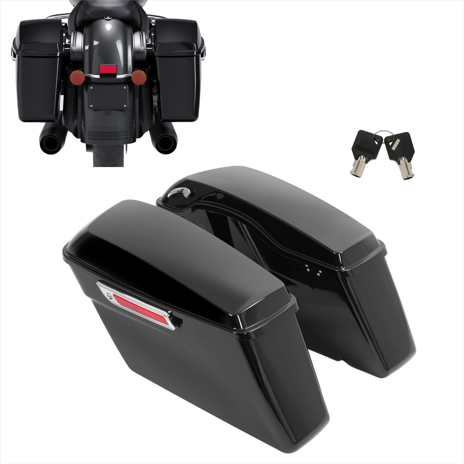 Vivid Black Saddle Bags Saddlebag For Harley Touring Street Road Glide 2014-2024