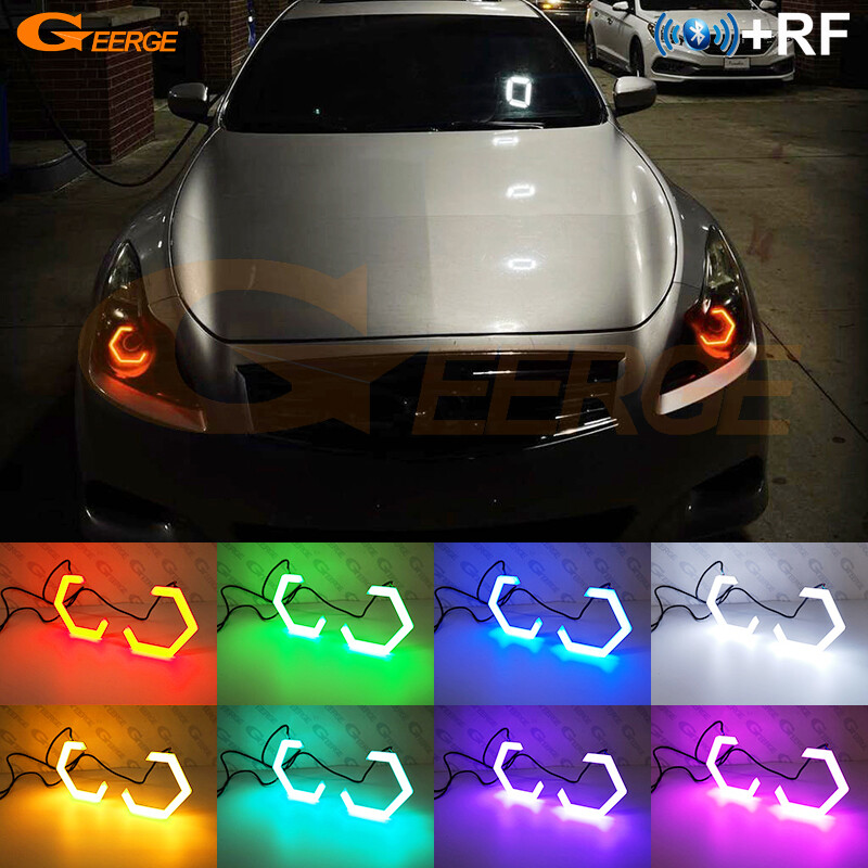 For INFINITI G25 G35 G37 Q40 Q60 LED RGB Angel Eyes Hex Halo Rings Bluetooth App