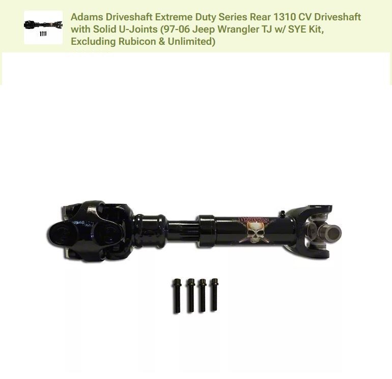 Adams Driveshaft Extreme Duty Series Rear 1310 CV Driveshaft with Solid U-Joints