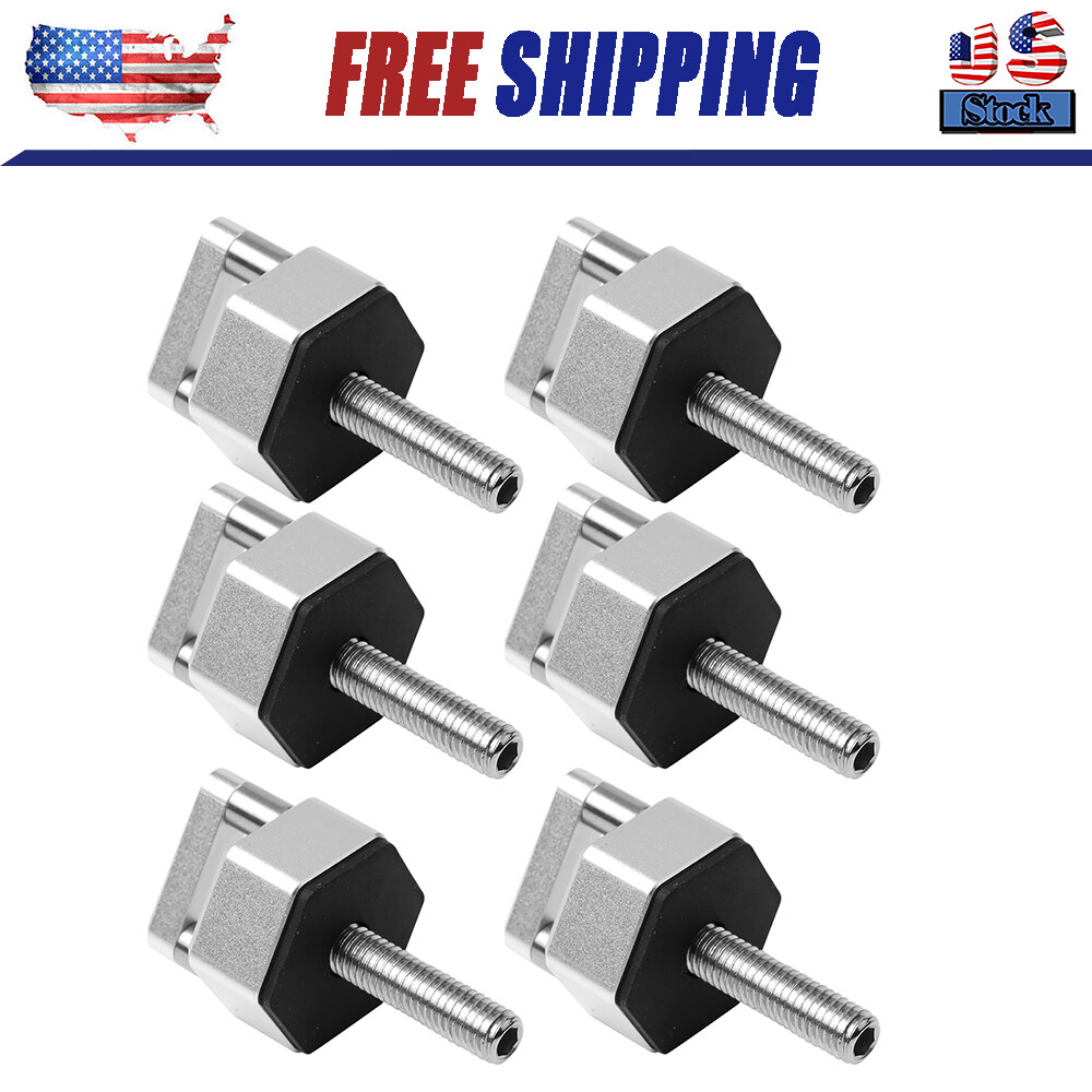 Silver New Hard Top Quick Removal Fastener Thumb Screw With D Rings Billet 6PCS