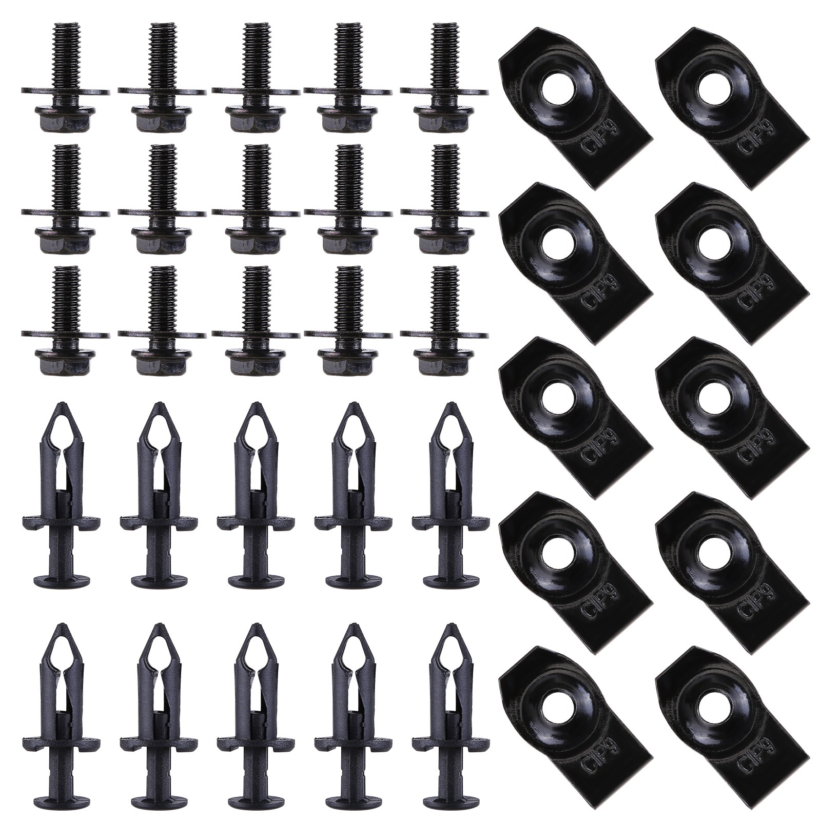 Body Bolts U-nut Clips M6 Engine Under Cover Splash Shield Guard 35pc For Toyota