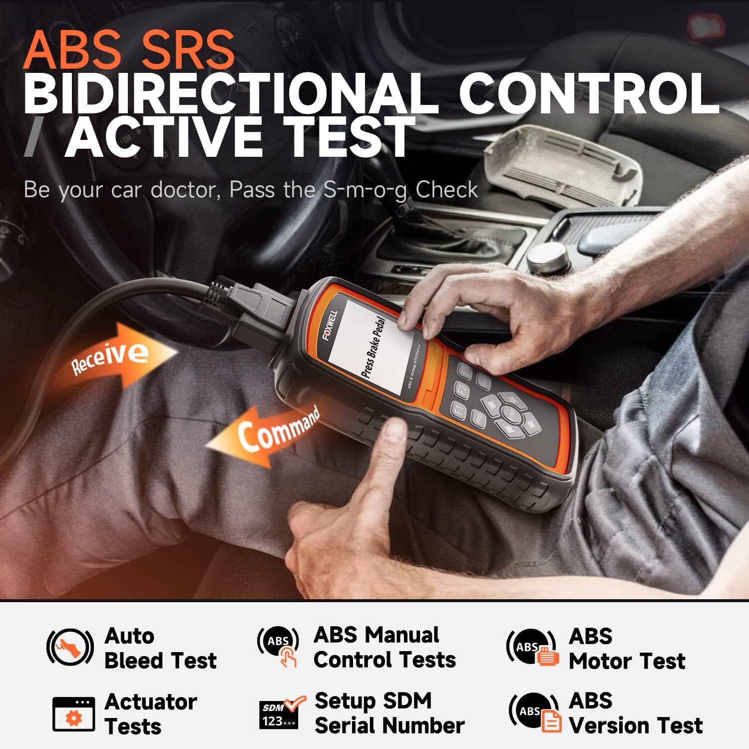 Foxwell NT630 PLUS OBD2 Scanner Code Reader Diagnostic Tool ABS Bleeding SAS SRS