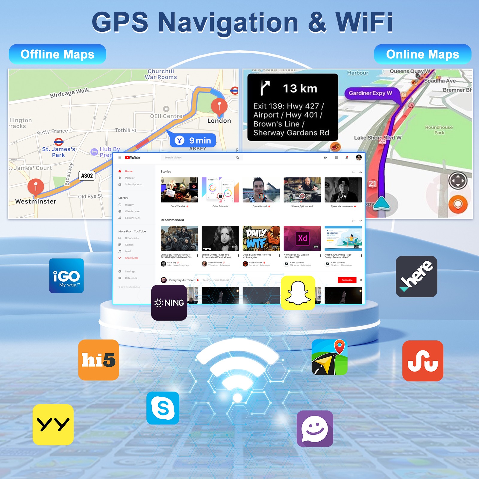 GPS FM/RDS Bluetooth Car Navigation for Toyota Matrix 2009-2014