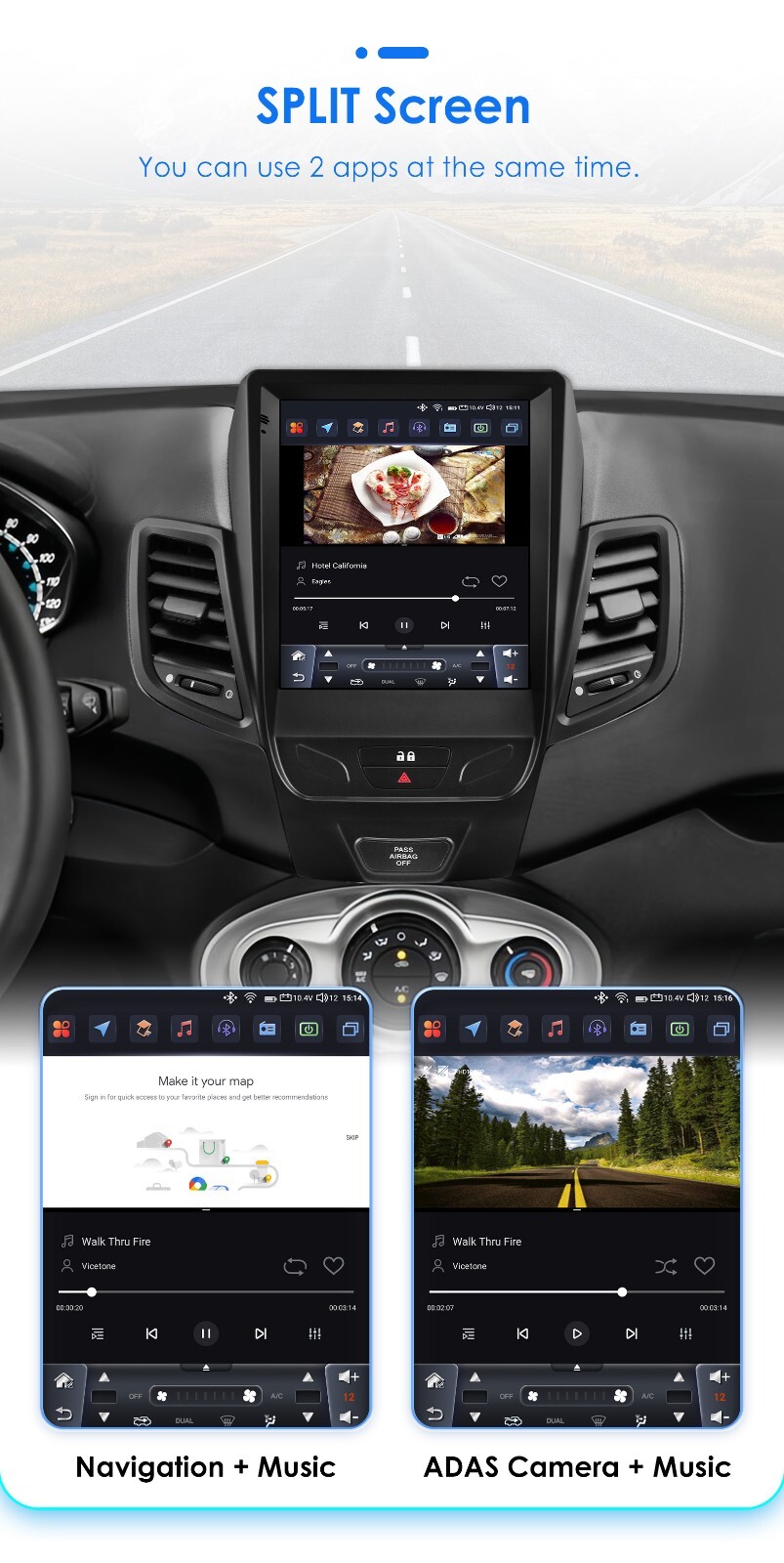 Upgrade 9.7″ For Ford Fiesta 2009-2020 Android 14.0 Car Stereo Radio GPS CarPlay