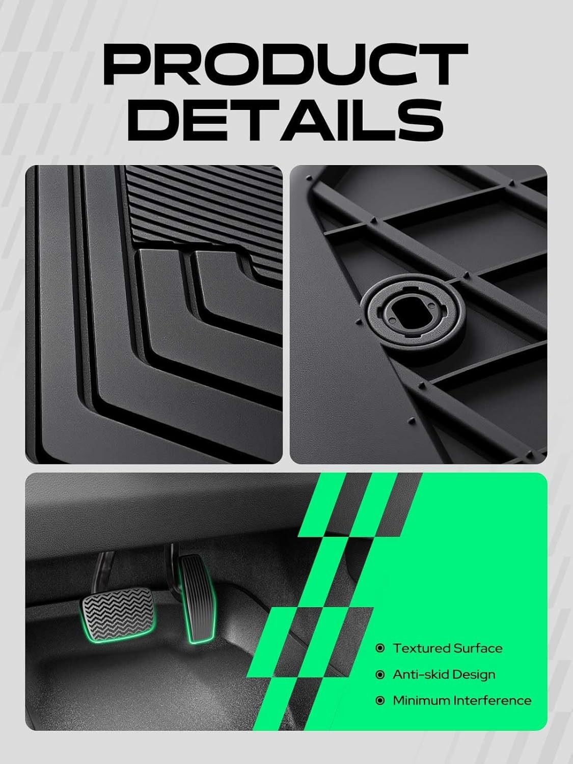Anti-Slip Odorless Floor Liners for Lexus GX460 & Land Cruiser Prado SUVs