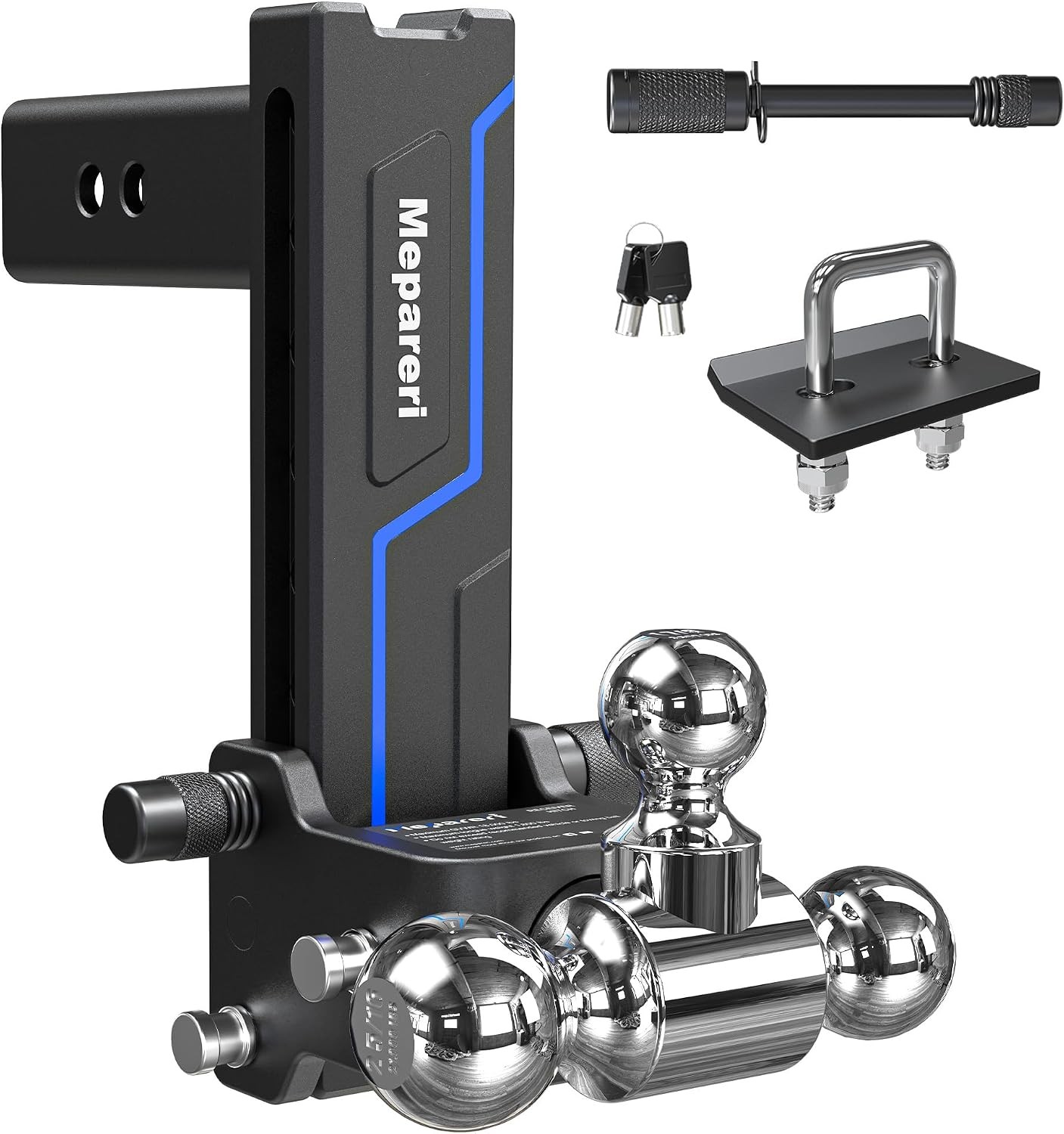 2.5″ Receiver 8.5″ Drop Trailer Hitch Tow Hitch Tri Ball 18000lb Stowable Design