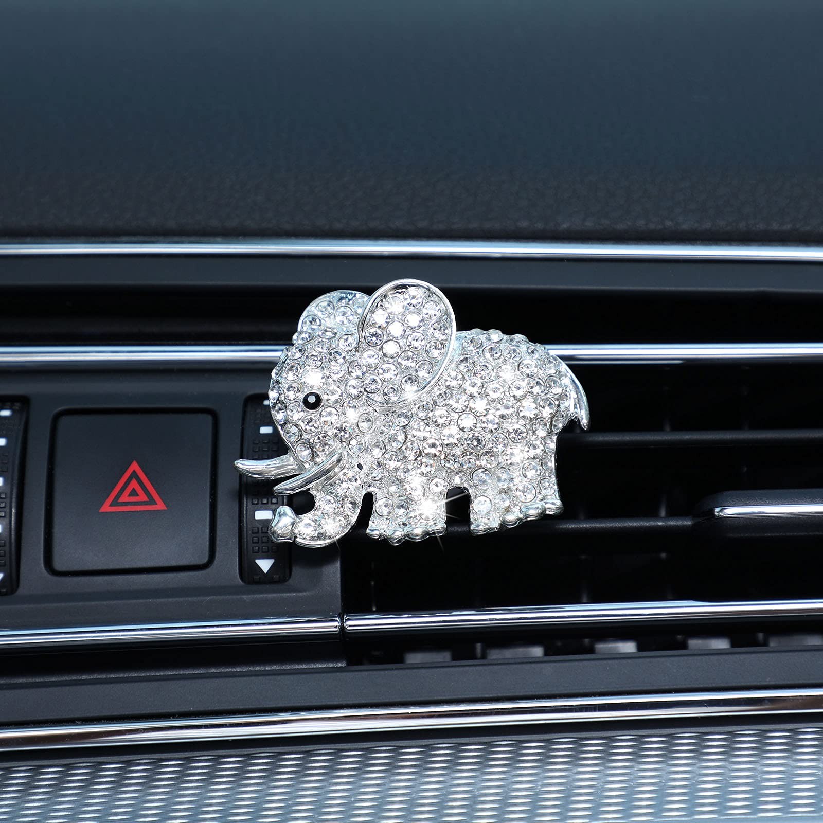 Frienda Bling Car Accessories Rhinestone Elephant 1 Count (Pack of 1), Silver