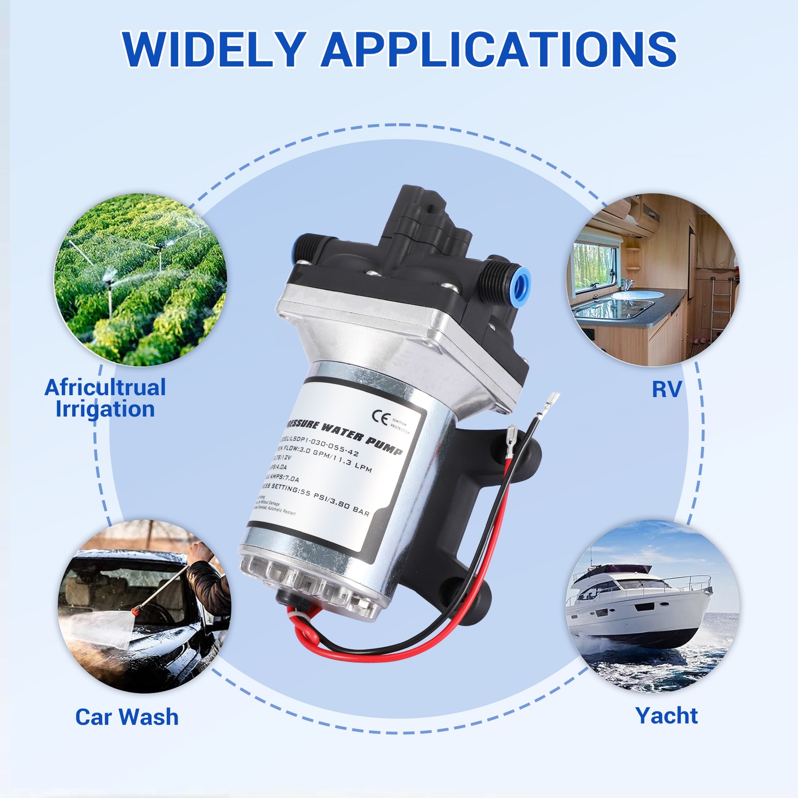 Replace For SHURflo 4009 12v Water Pump & Twist on Filter for Caravan Boat 55PSI