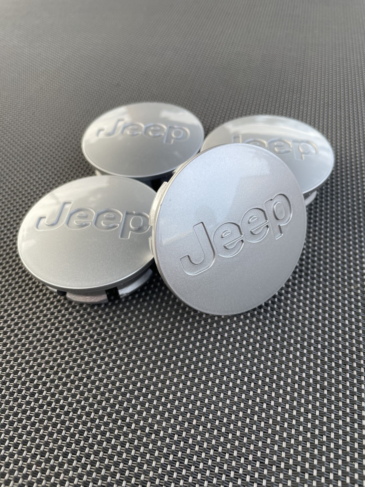 JEEP SET OF 4 SILVER 55mm/2.16in Wheel Center Caps LIBERTY GRAND CHEROKE