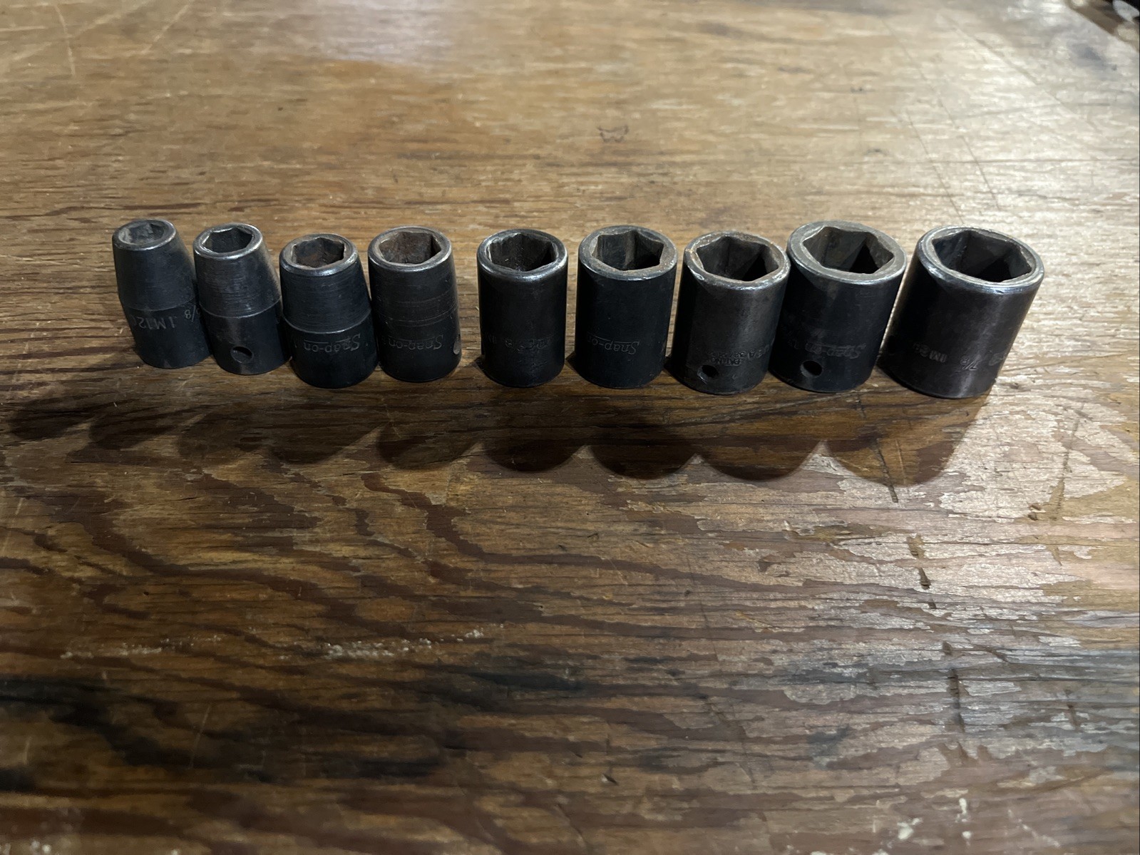 Snap On 3/8” – 7/8” 9 Piece 1/2” Drive 6 Point Impact Socket Set USA IM120-IM280