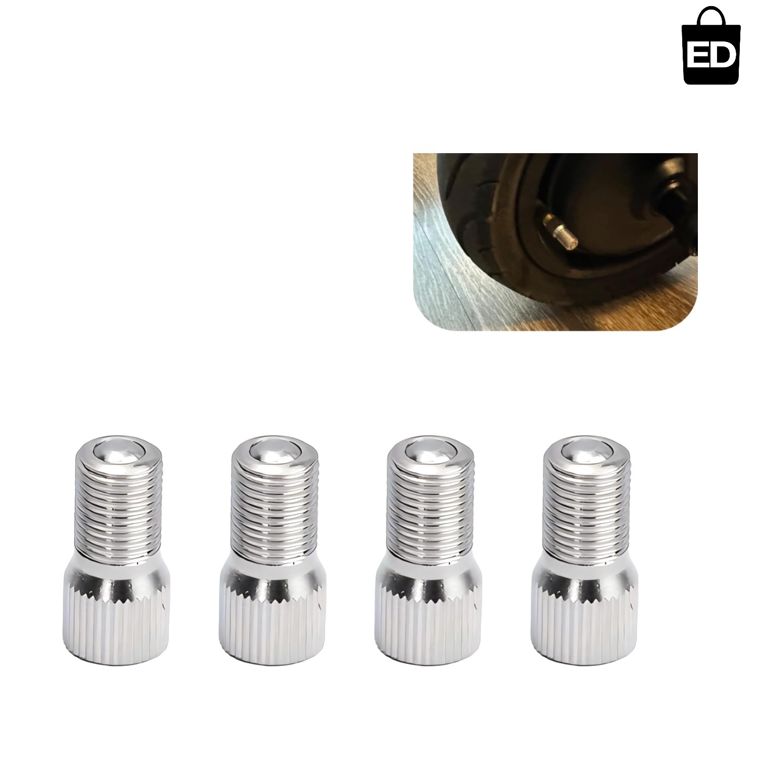 4 PCS Valve Caps Stem Extension, 19mm Screw-on Car Tire Valve Extender, Nickle