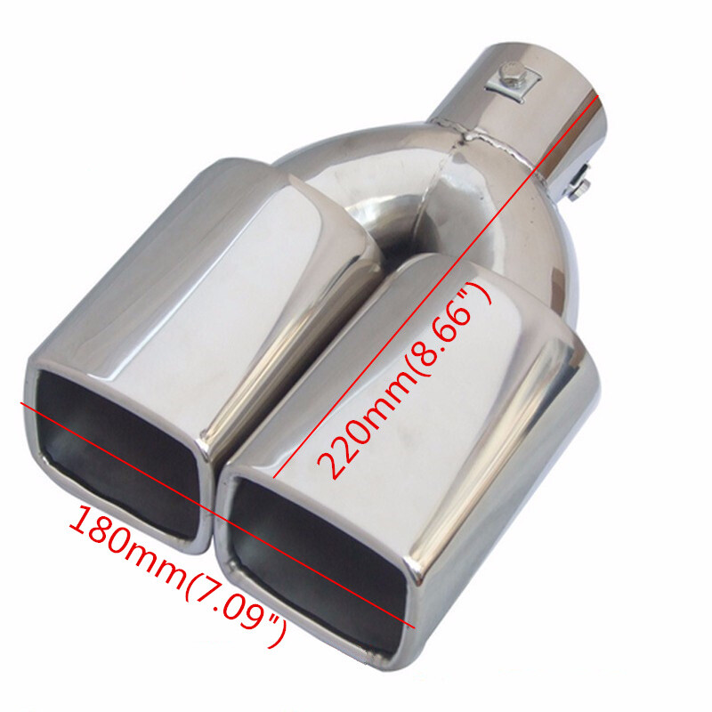 1PC Car Exhaust Muffler Tip Dual Square Tail Pipe Stainless Chrome 2.5″ Inlet US