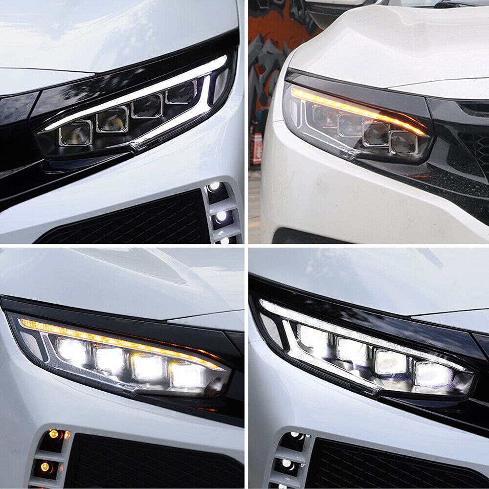 VLAND LED Projector Headlights For Honda Civic 2016-21 w/Startup Animation Pair