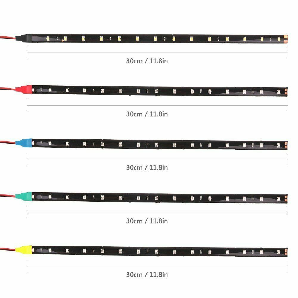 5x PCS 12V 30cm 1FT 15SMD Flexible LED Strip Light Waterproof For Car Truck Boat