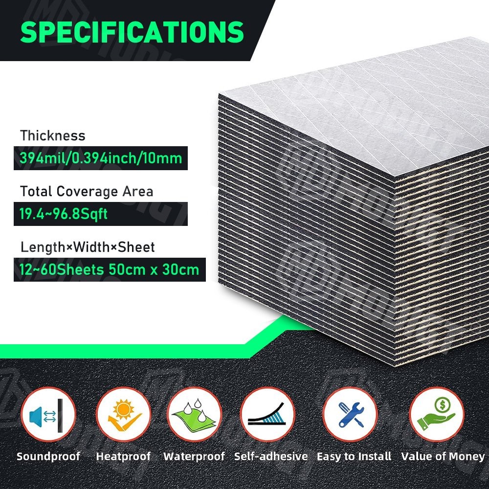 Car Auto Noise Deadening Heat Shield Insulation Sound Deadener Mat Dampening