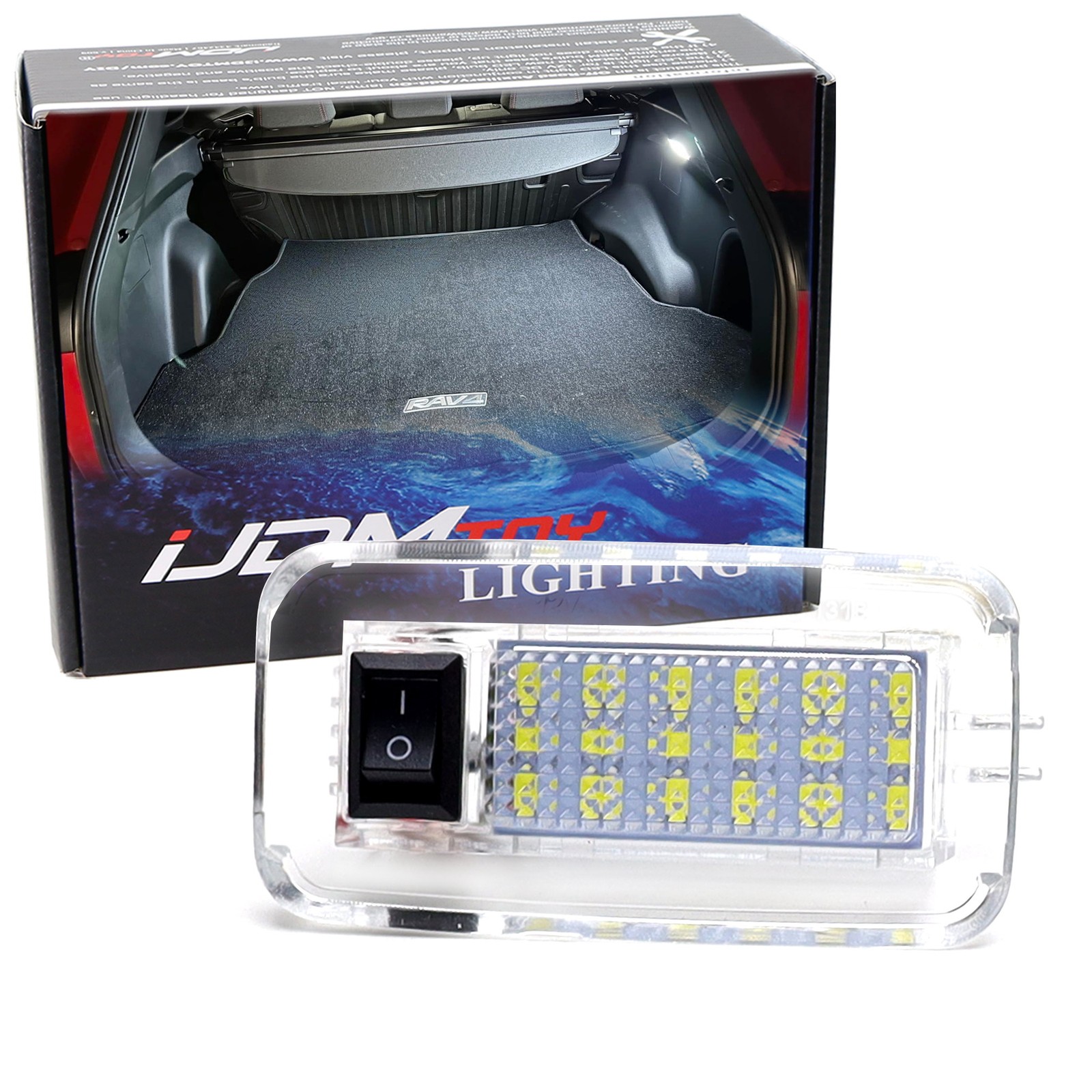 Bright White 18-SMD LED Trunk Cargo Area Light w/ Switch For Newer Toyota Lexus