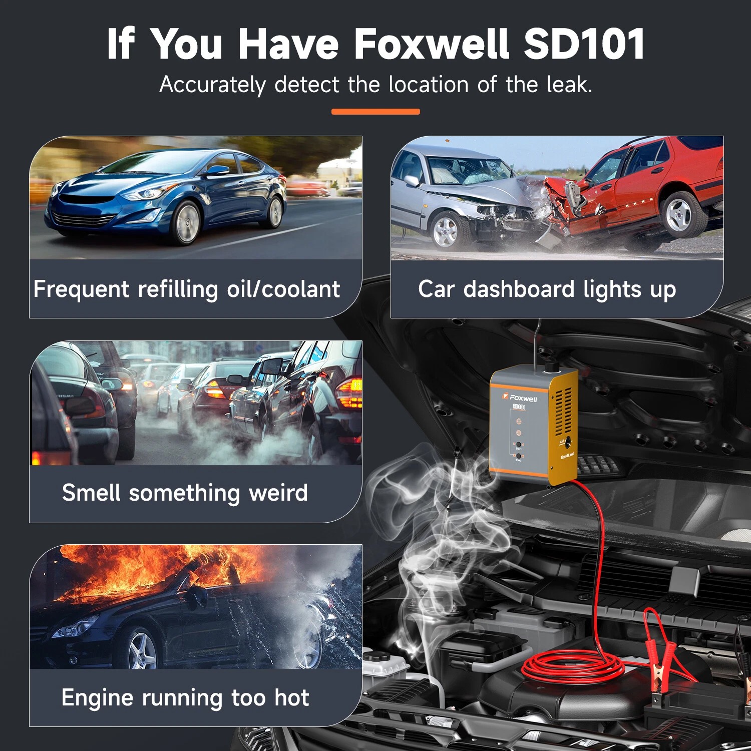 SD101 Auto EVAP Smoke Machine Car Leak Detector Fuel Oil Pipe Leakage Test Kits