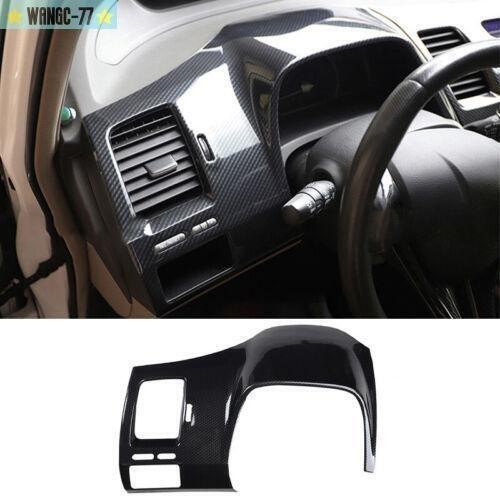 1X For Honda Civic 8Th 2006-2011 Carbon Fiber Instrument Panel Frame Cover Trim