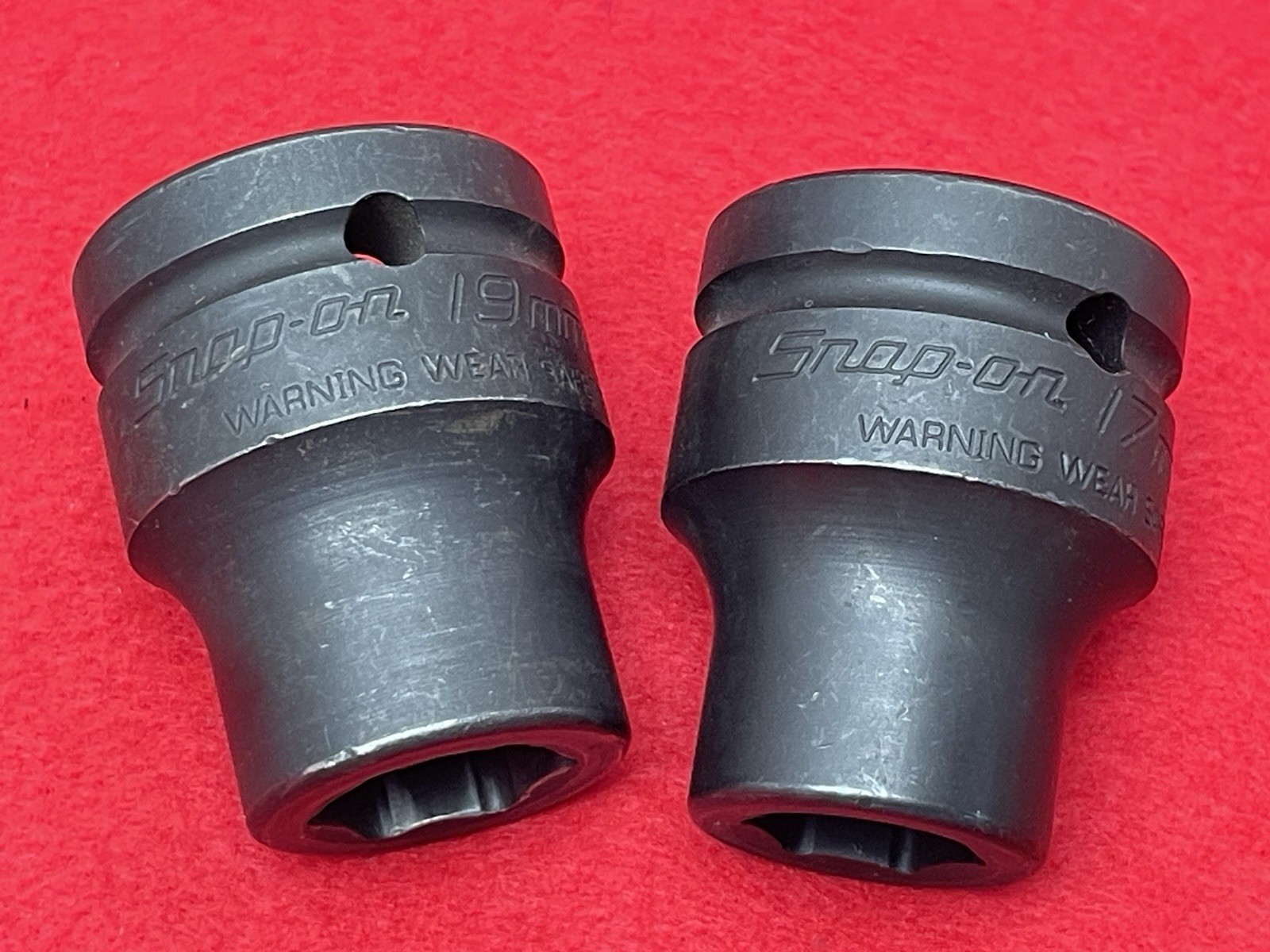SNAP-ON TOOLS 2 PIECE 3/4 DRIVE IMPACT SHORT SOCKETS 17mm 19mm IMM172A IMM192A