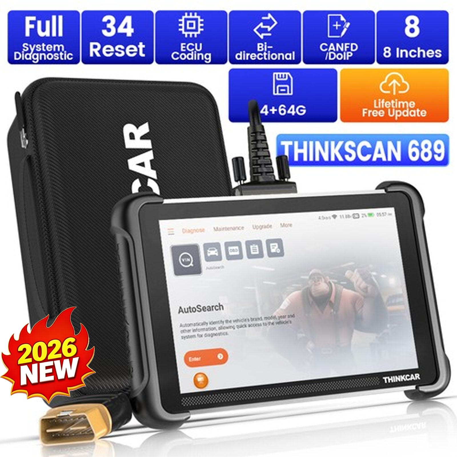 ThinkScan 689 Diagnostic Tool Full System Bidirectional OBD2 Scanner CANFD&DoIP