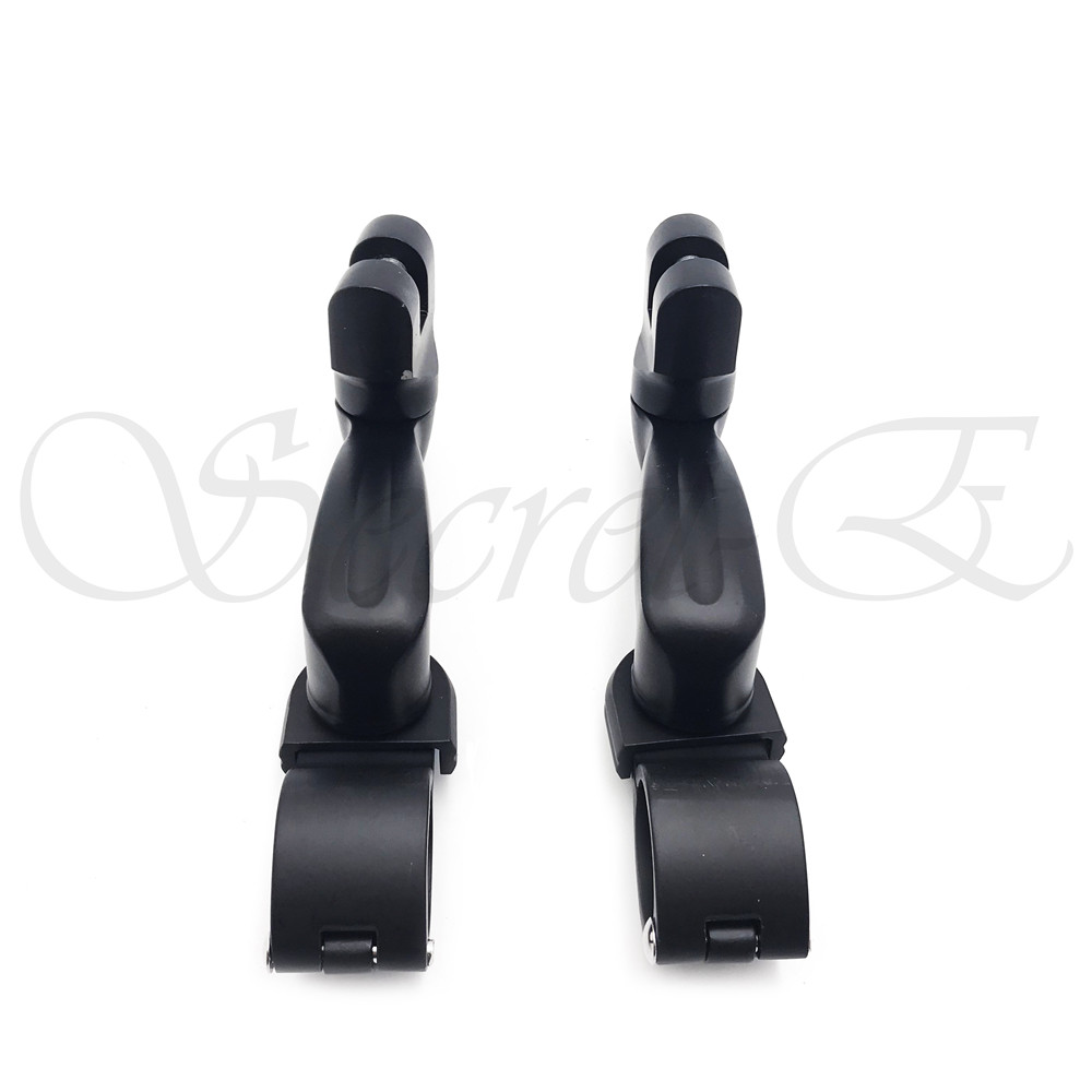 Black 360 Adjustable Highway FootPeg Mounting Kit For 1.5″ Harley Engine Guard