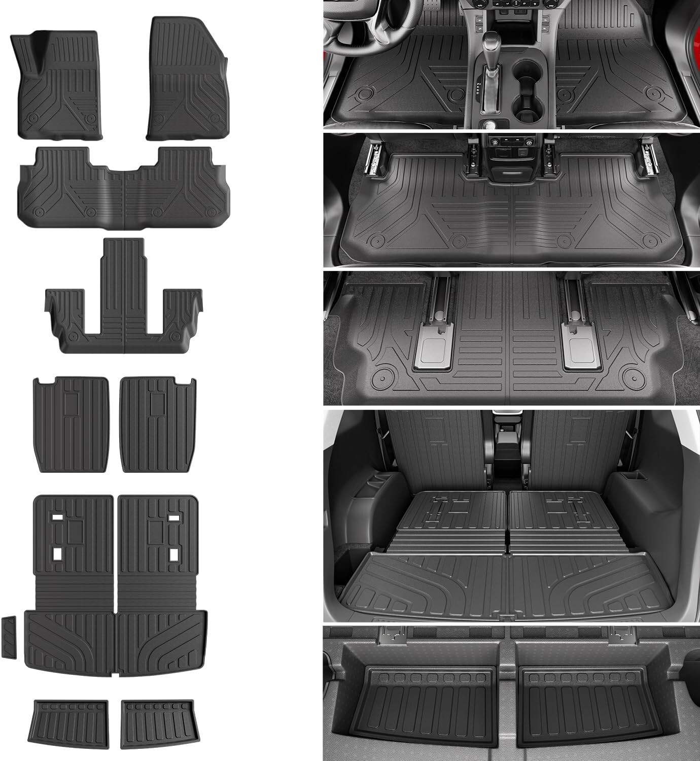 For 2017-2023 GMC Acadia Floor Mats Trunk Mat Backrest Lower Cargo Trunk Liners