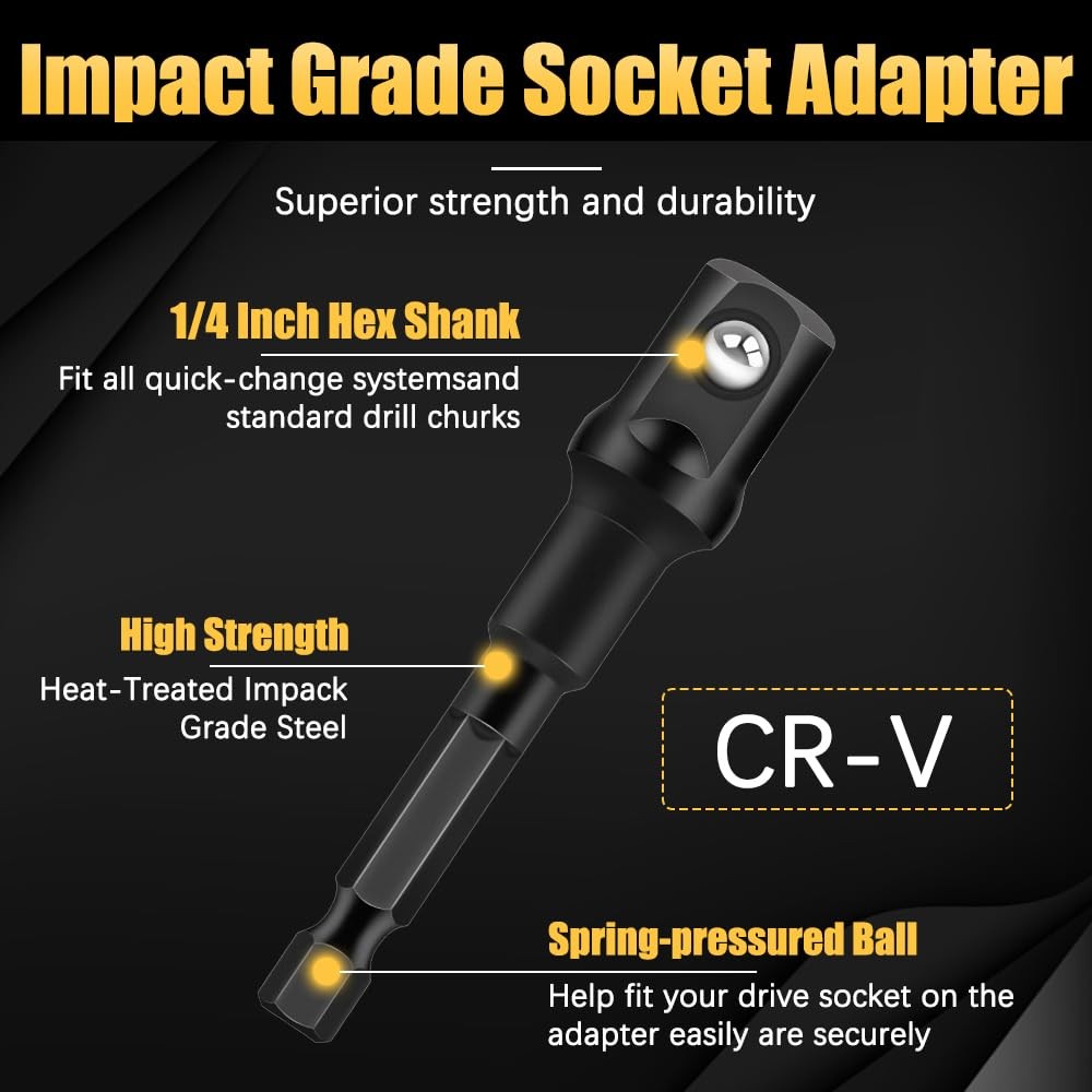 6PCS Impact Grade Socket Adapter Set, 1/4″, 3/8″, 1/2″ Drive One Size, Black