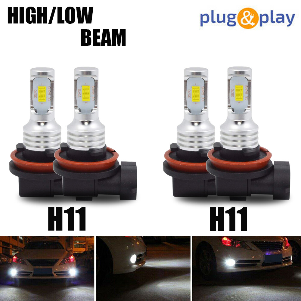 4XH9+H11 LED Headlight Kits Bulbs For Chevrolet Malibu 2008-2012 LTZ Hi/Lo Beam
