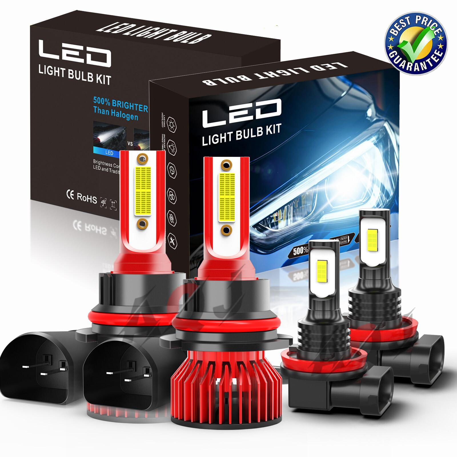 For Pontiac Pursuit 2005-2006 LED Headlight Hi/Lo + Fog Light Bulbs Kit Combo
