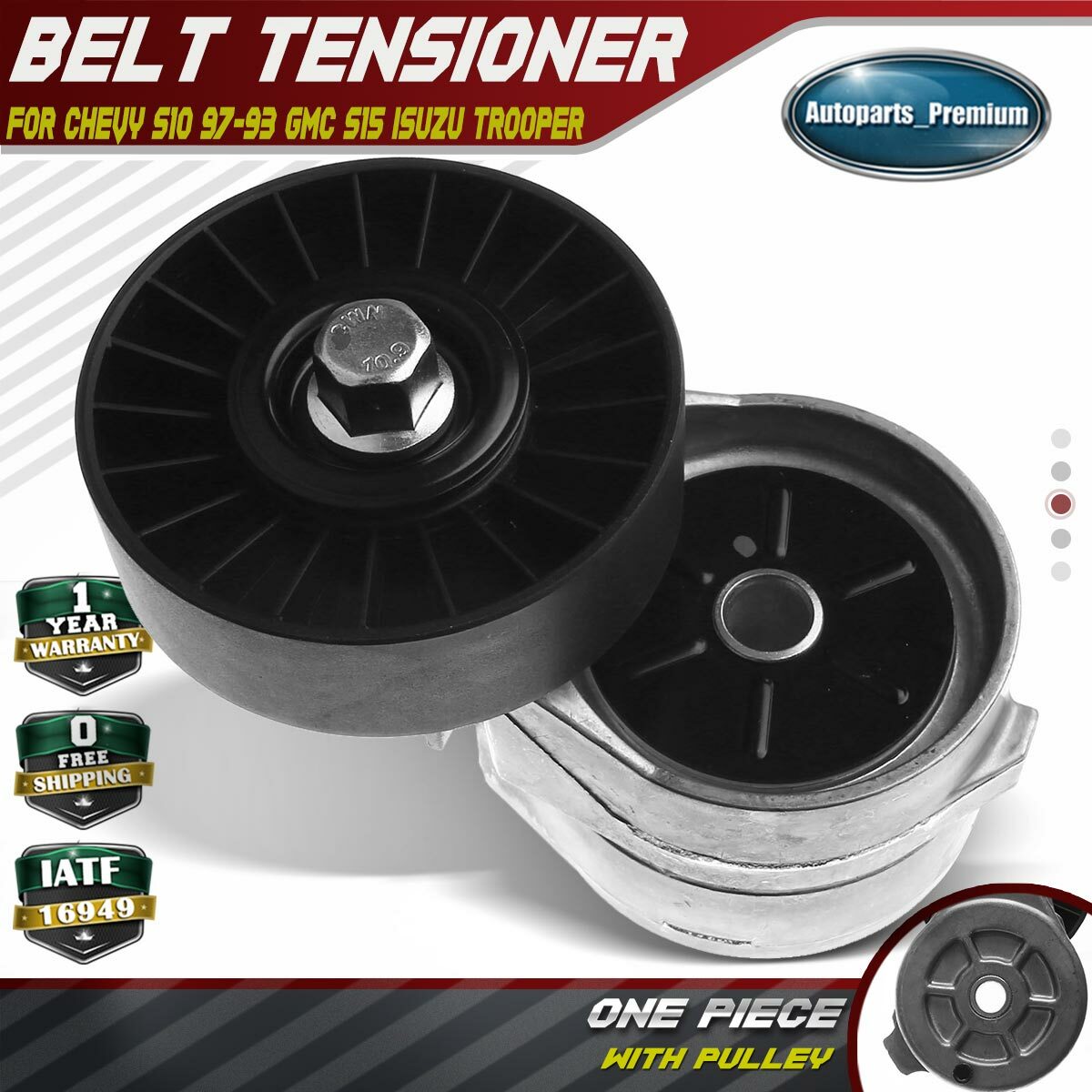 Belt Tensioner Assy for Chevy S10 97-93 GMC S15 Isuzu Trooper V6 2.8L w/ Pulley