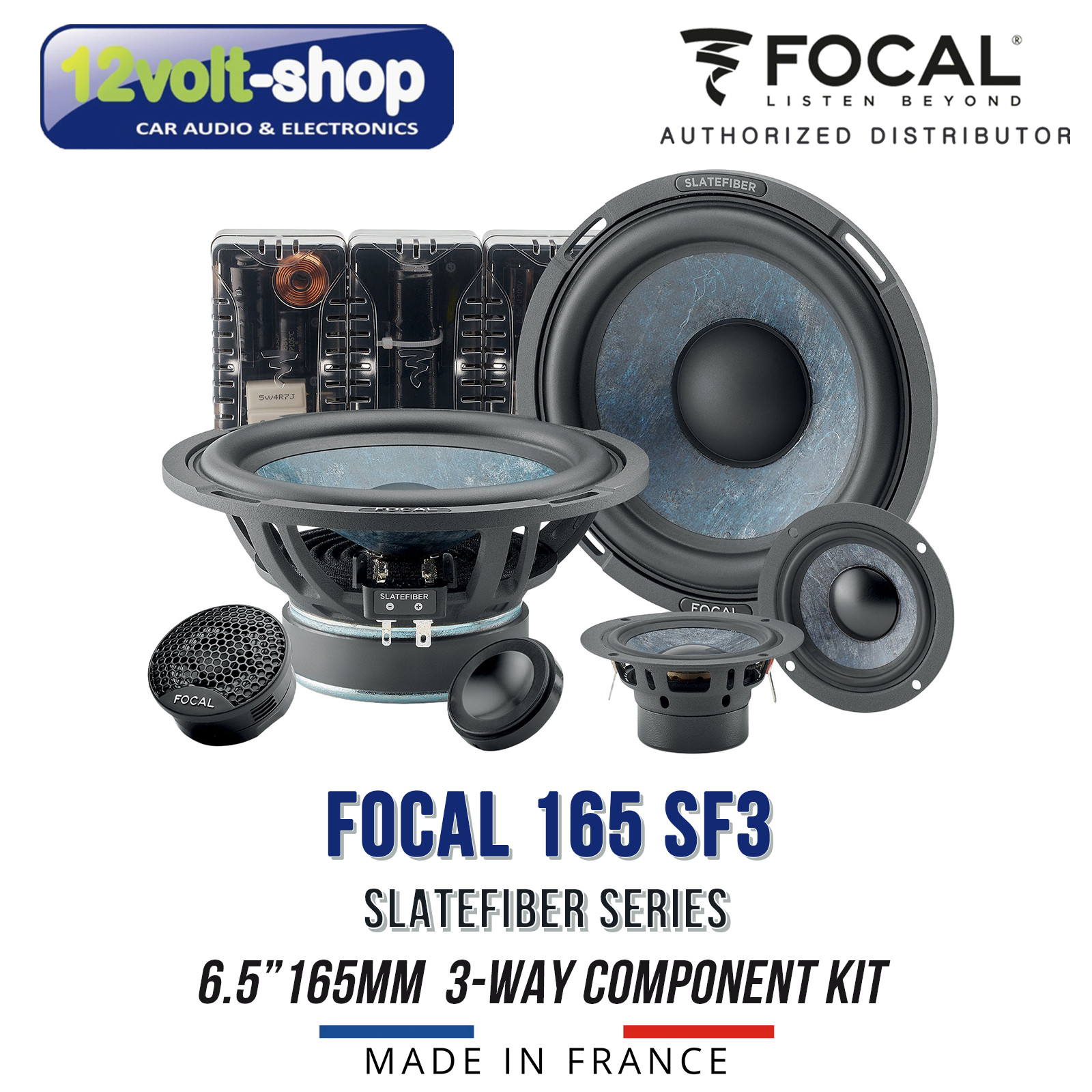 FOCAL 165 SF3 -NEW Slatefiber cone 6.5’’ 3-way component speaker kit; 80W RMS;4Ω