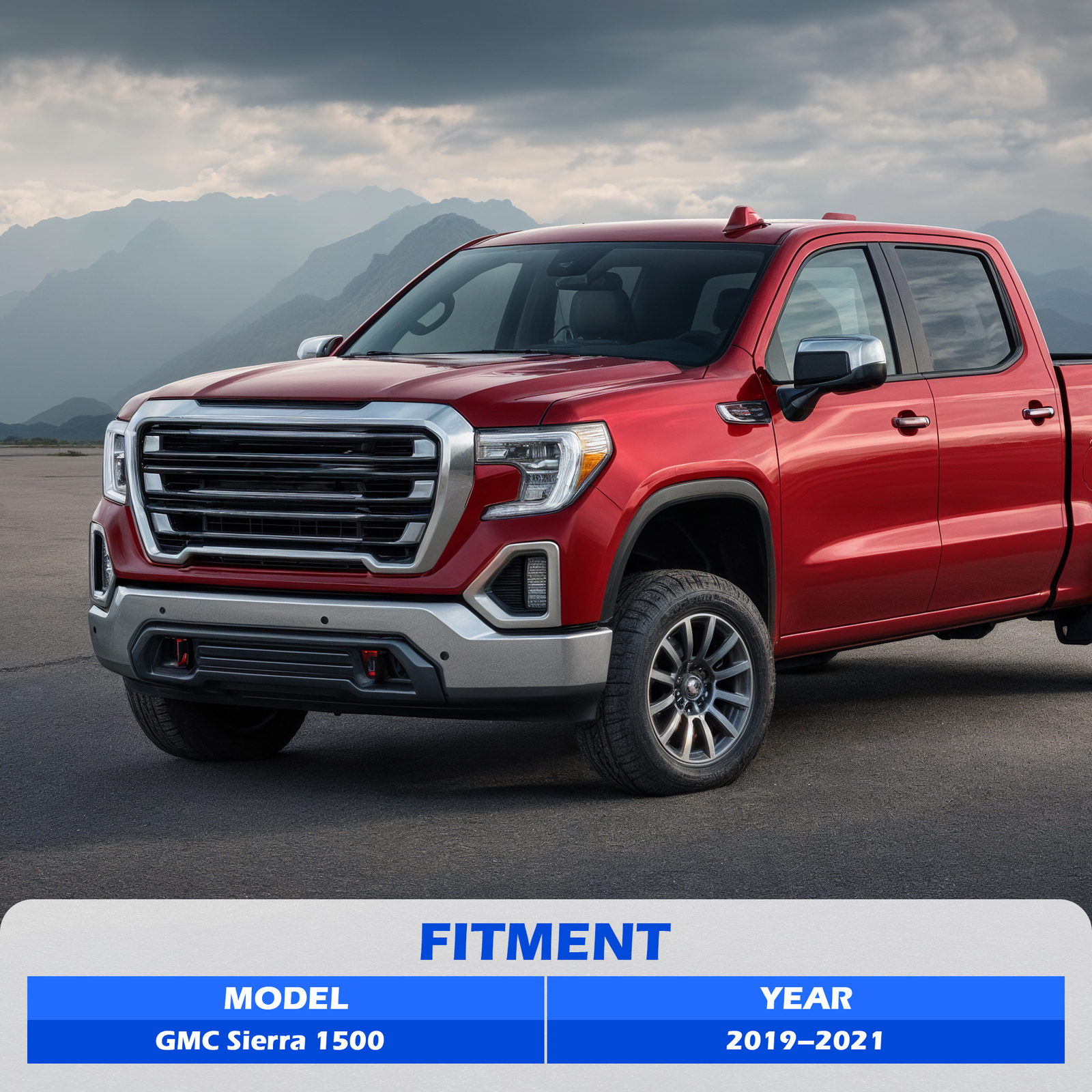 Chrome Front Bumper Face Bar With Sensor Holes For 2019-2021 GMC Sierra 1500