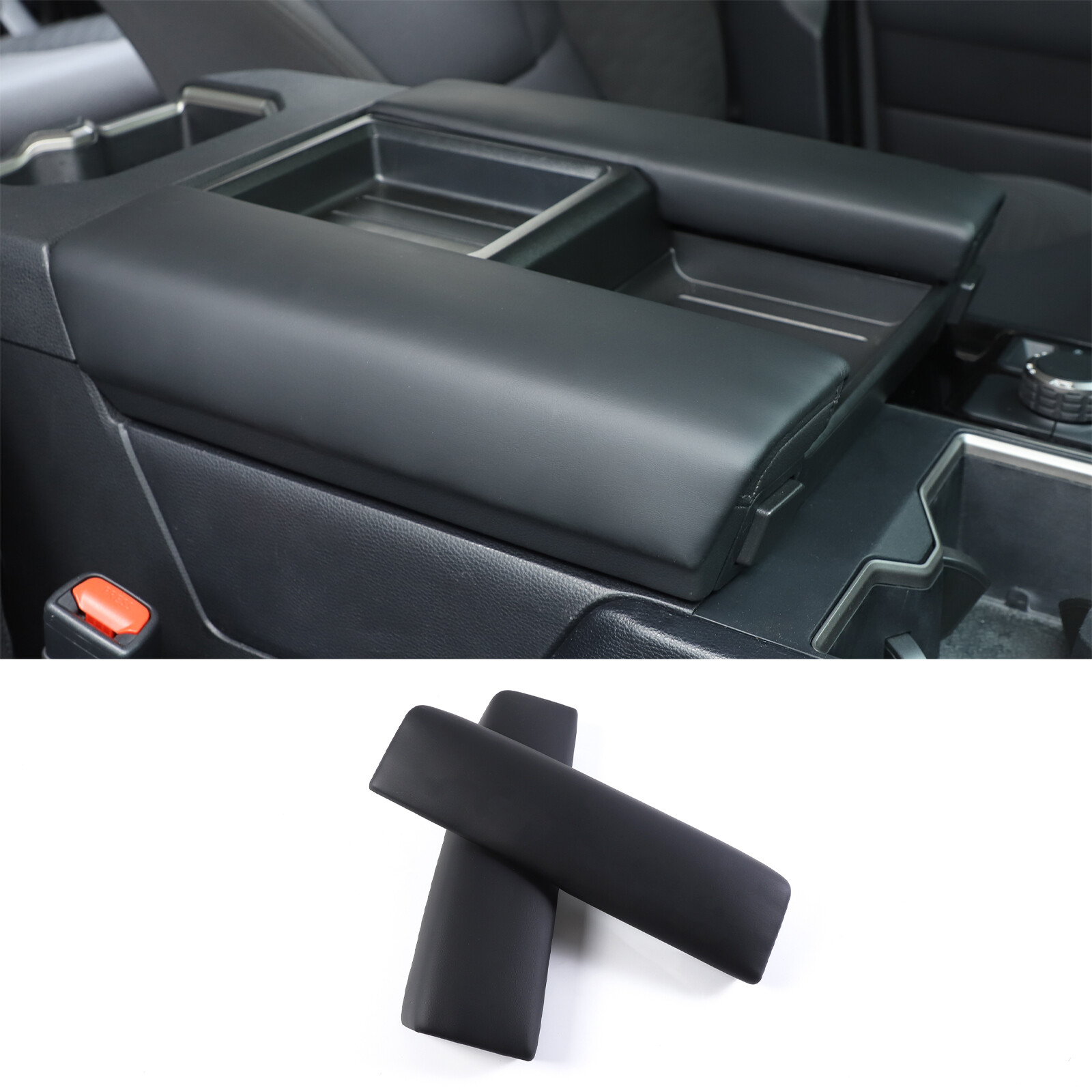 ABS & PU Leather Center Console Armrest Trim For Toyota Tundra/Sequoia 2022+