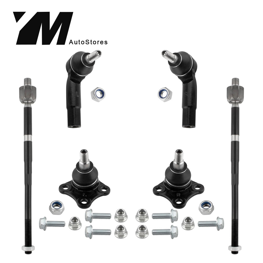 New All (4) Tie Rod Ends & Both (2) Lower Ball Joints For VW Golf Beetle Jetta