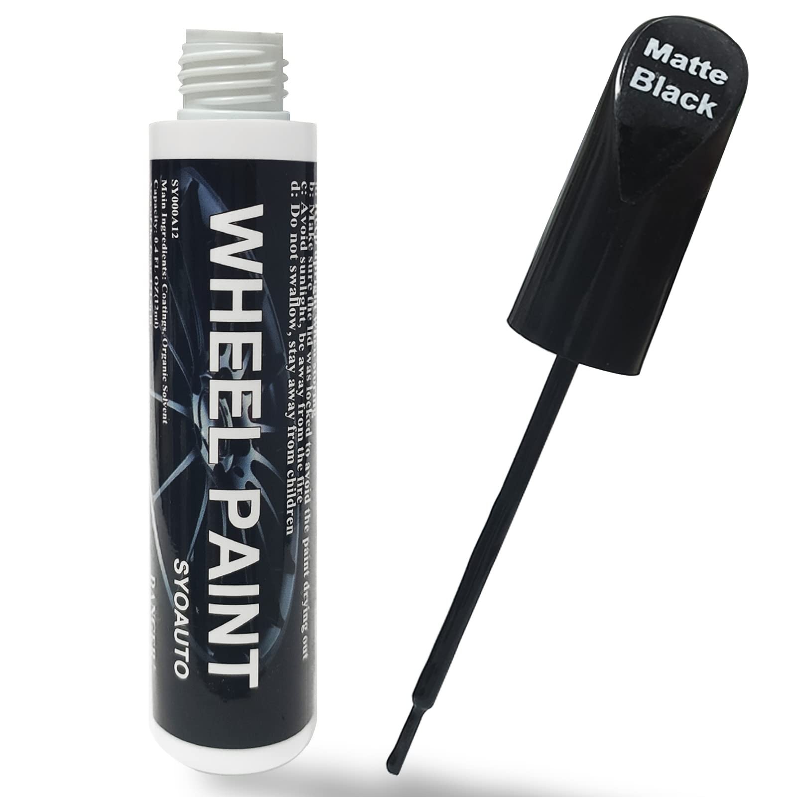 SYOAUTO Matte Black Rim Touch Up Paint, Car 1 Count (Pack of 1),