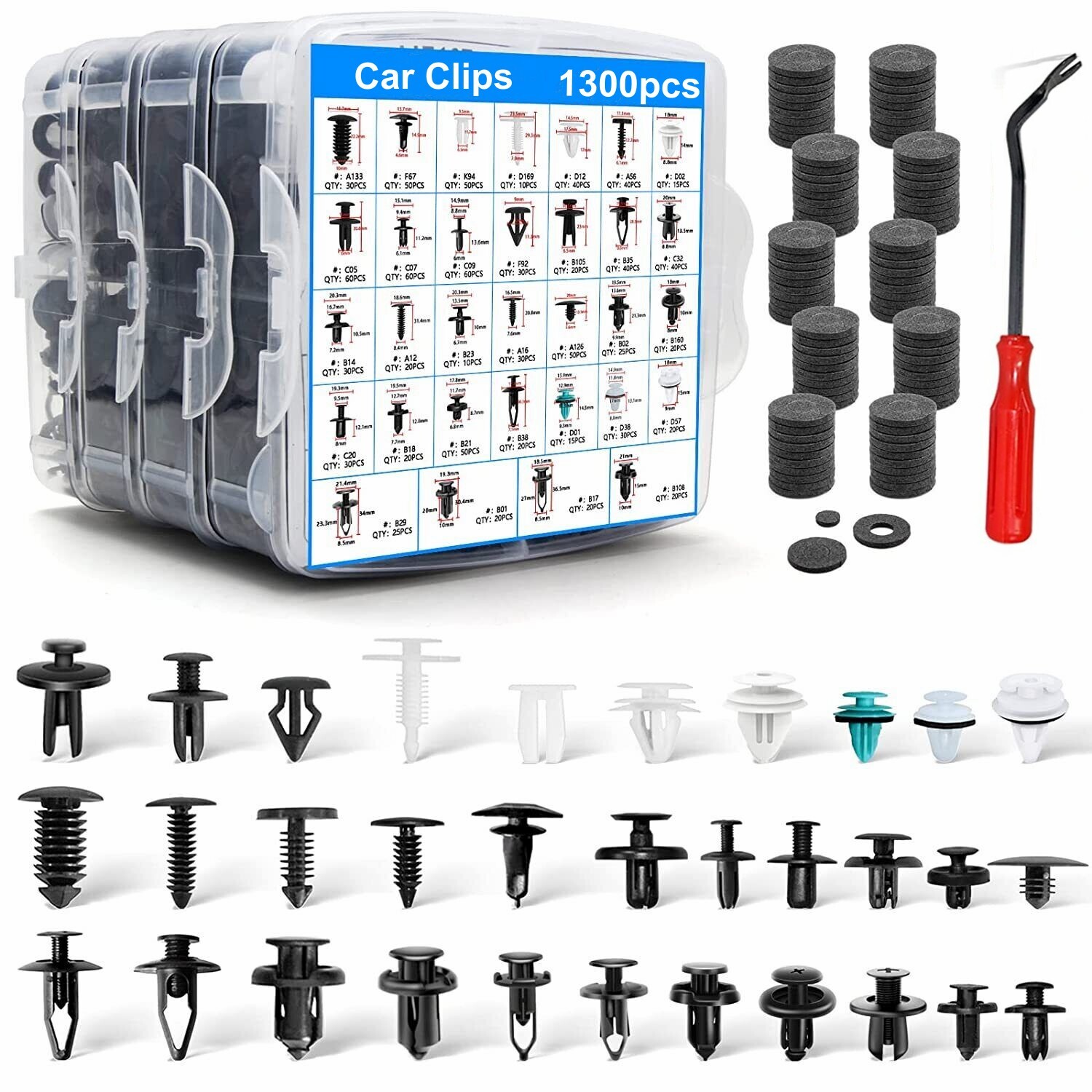 Car Retainer Clips 1300 PCS Car Door Panel Trim Clips Kits 1 Pc Fastener Remover