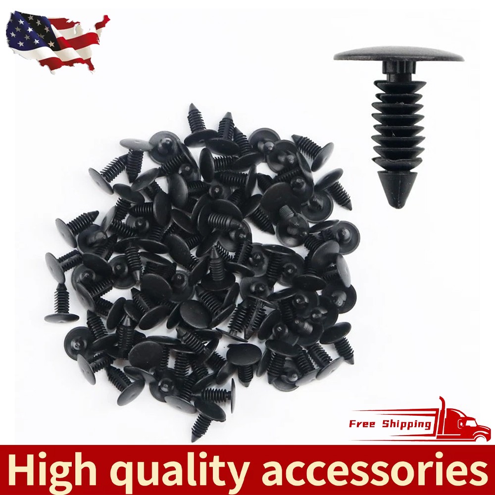 100 Pcs 8mm Bumper Clips Auto Car Hole Plastic Rivets Fastener Fender Push Pin