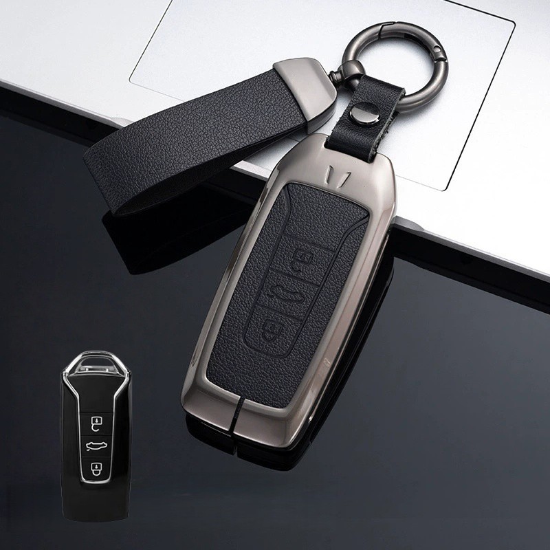 Zinc Alloy Leather Car Remote Key Fob Case Cover Bag For Volkswagen Touareg 2019